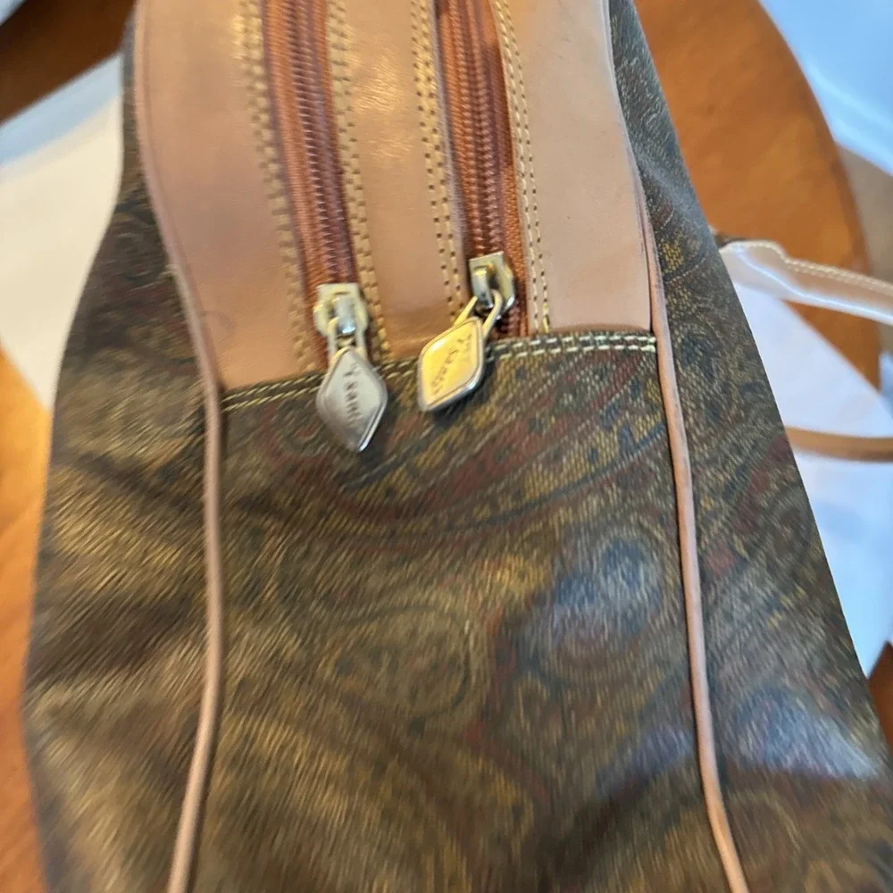 I Santi Milano Paisley Vintage Leather Purse Bag Inc COA Appraisal made in Italy